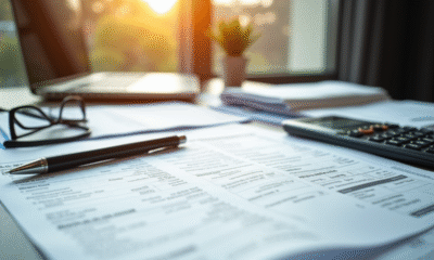 Bureau comptable avec documents fiscaux et ordinateur