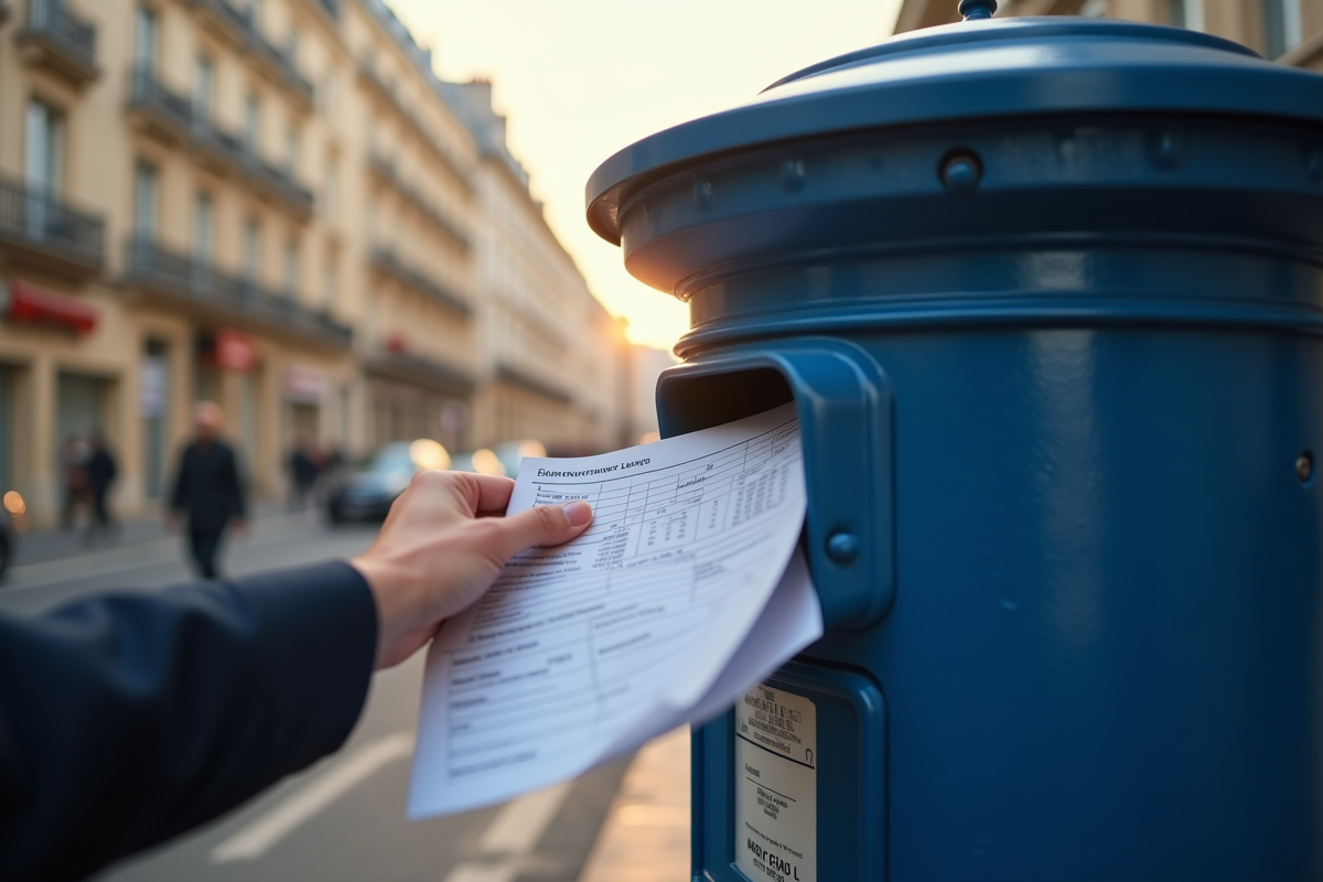 Main déposant un formulaire d