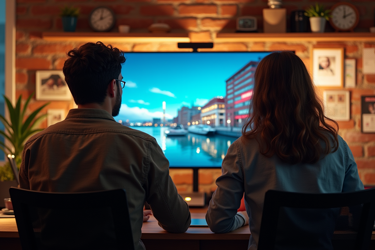 Jeune equipe creative en montage video dans un studio