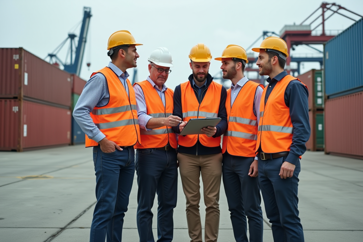 Professionnels logistique au port international