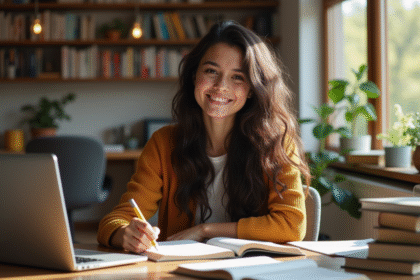 Jeune femme confiante dans un appartement lumineux