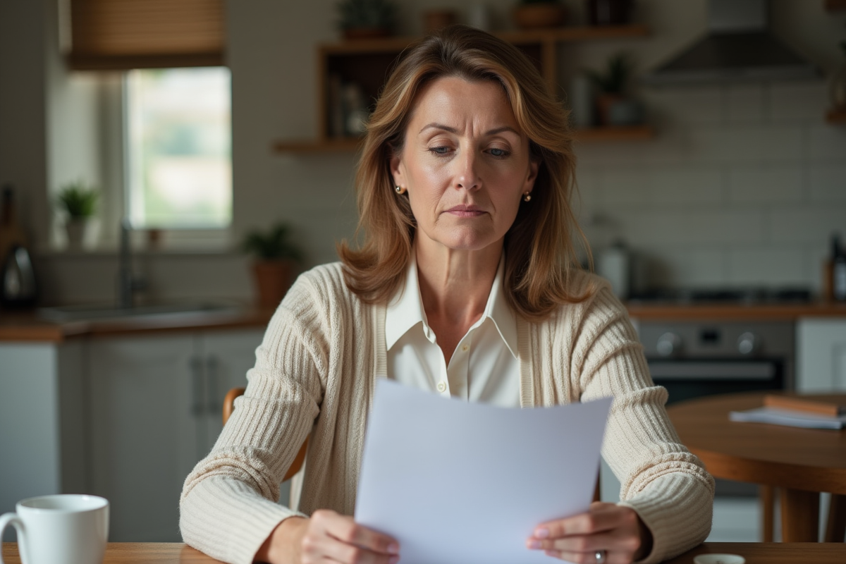 Femme d'âge moyen dans une cuisine contemplative
