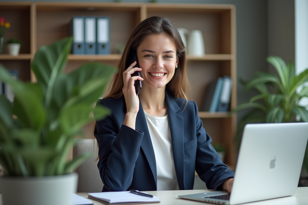 Femme d'affaires en réunion dans un bureau moderne