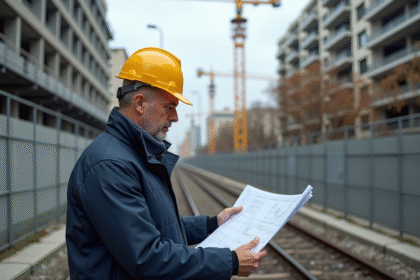 Ingénieur de chantier à Paris examine des plans de construction