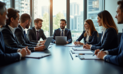 Groupe de professionnels en réunion d'affaires autour d'une table